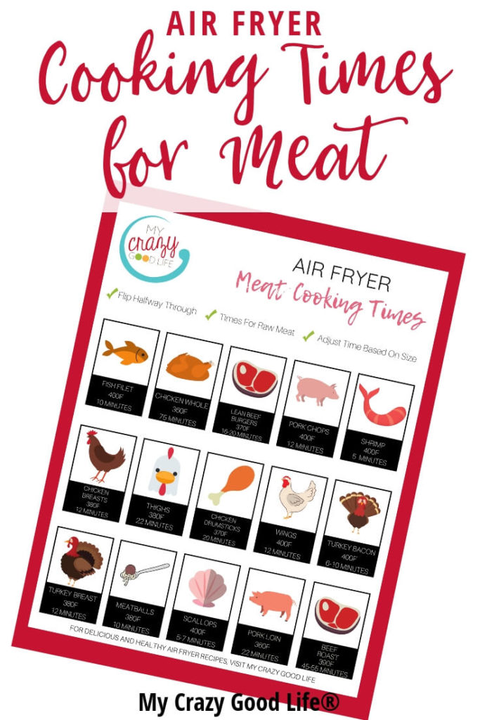 These Air Fryer cooking times will help you make your favorite foods healthier! All of the Air Fryer cook times are included in the printable cheat sheets!