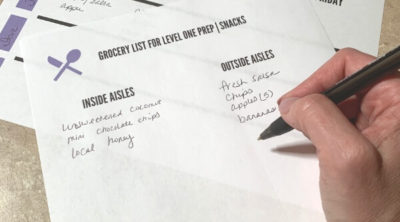 image of woman writing on a grocery list
