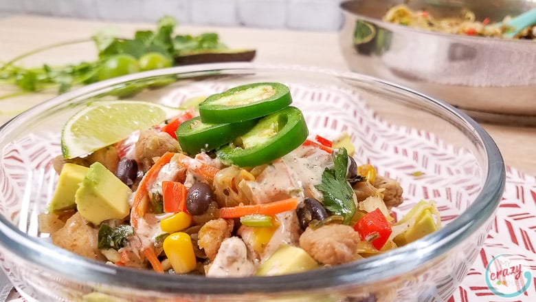 Southwest Egg Roll In A Bowl With Chipotle Ranch Dressing