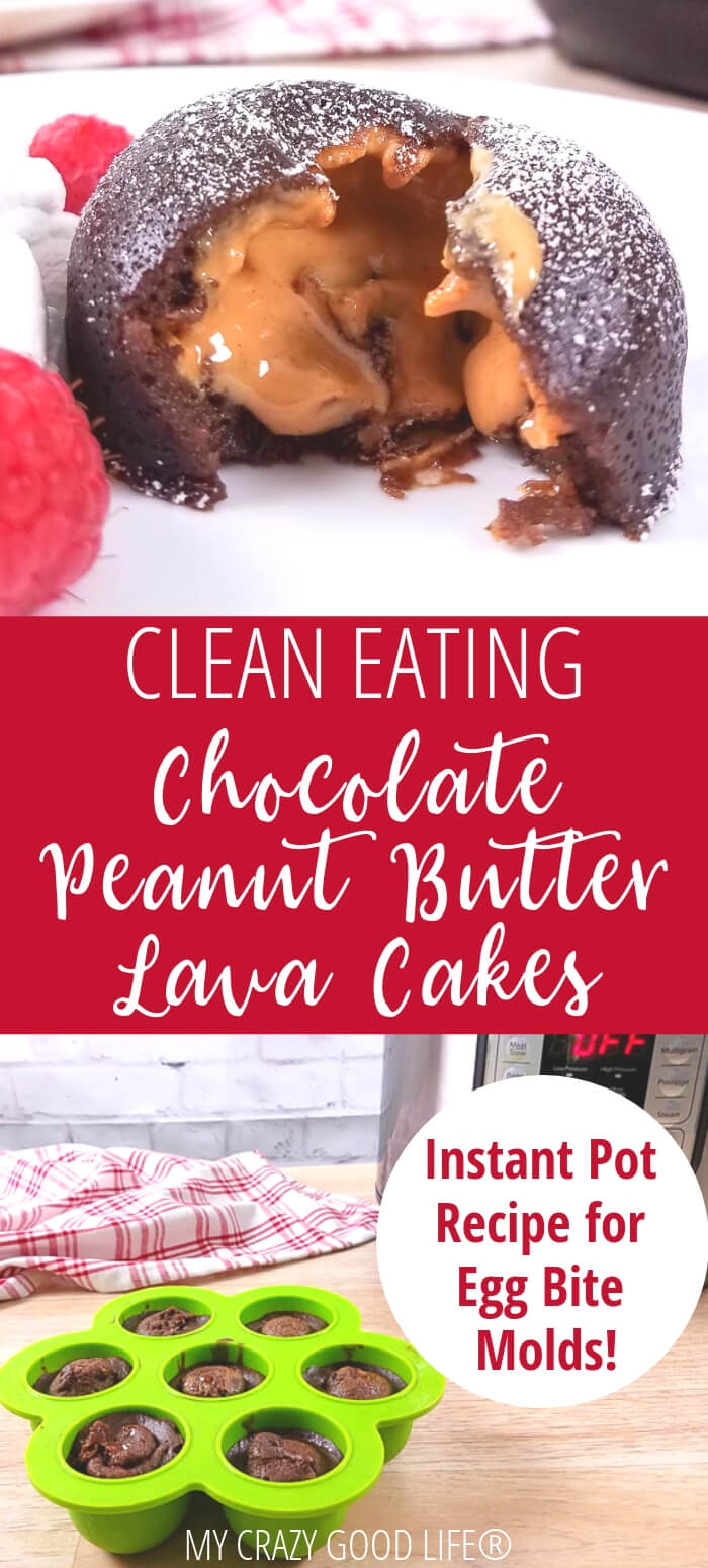 collage image with text of lava cake on plate and inside egg bite molds