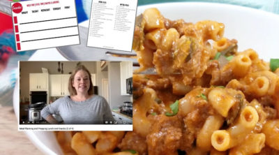meal prep hamburger helper with image of printables and video