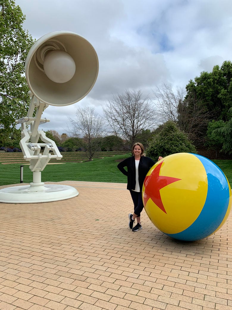 me standing next to the Pixar ball at headquarters