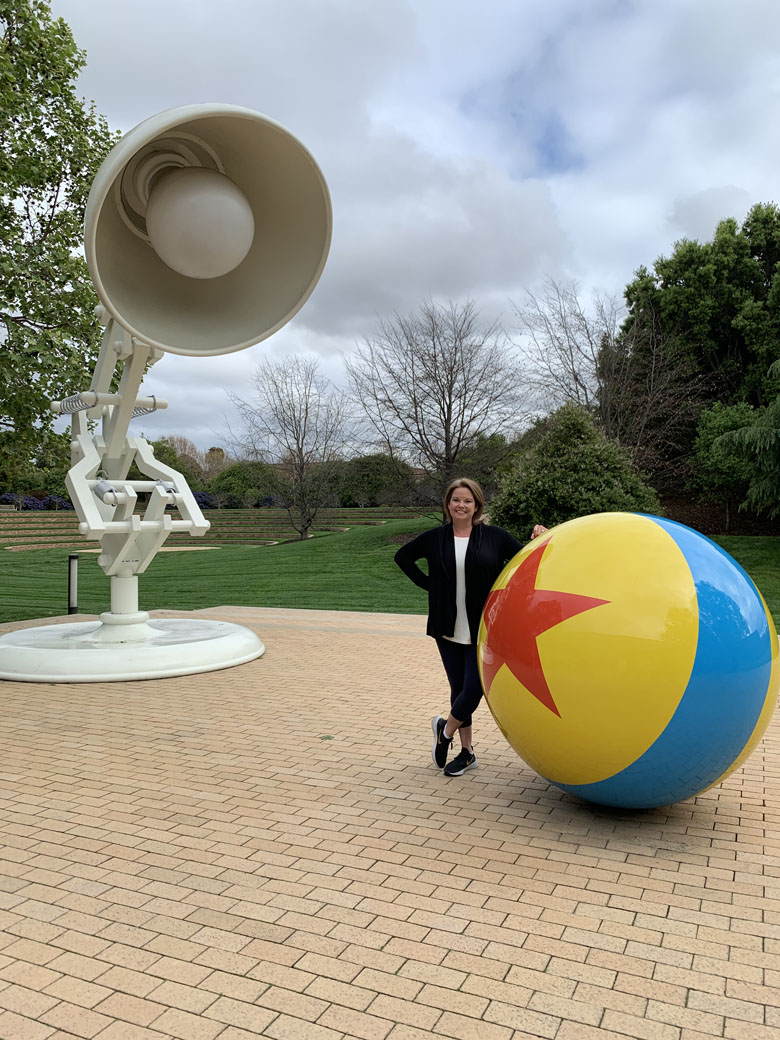 me standing next to the Pixar ball at headquarters