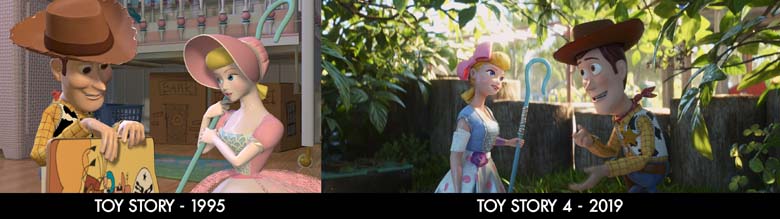 images from original toy story and toy story 4