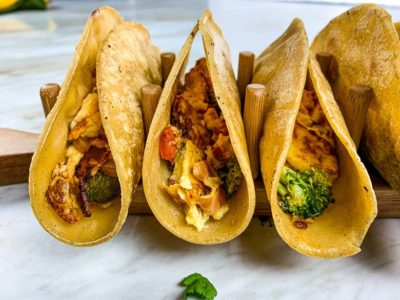 side view of healthy breakfast tacos
