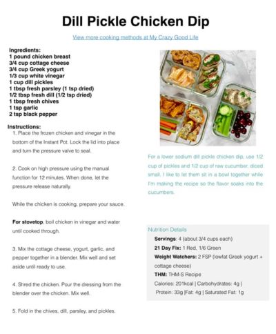 Sample recipe from meal prep recipes ebook.