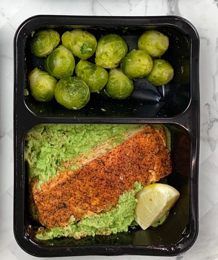 Blackened Salmon, Spinach Cauliflower Puree, Brussels Sprouts | 19 g Carbs