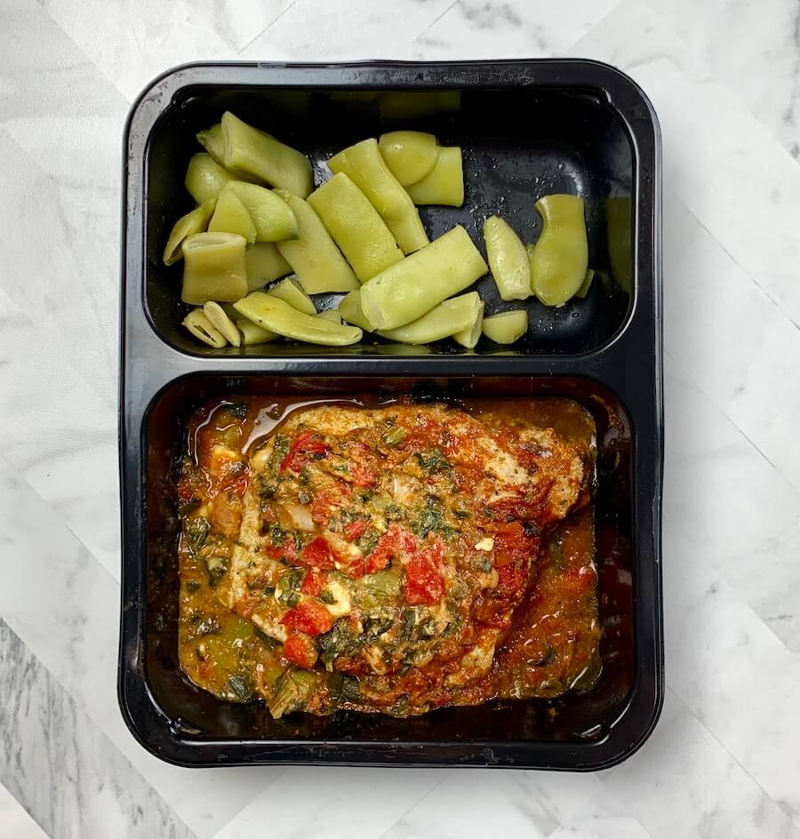 Pork Chop Pomodoro, Asparagus and Peppers, Italian Green Beans | 12 g Carbs