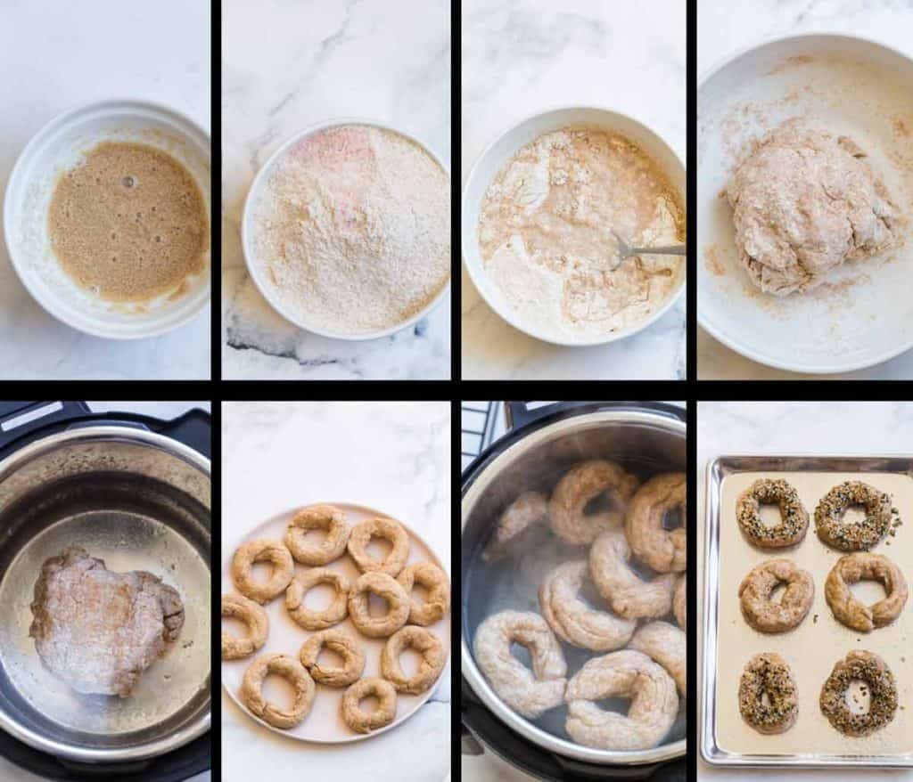 collage of images showing how to make skinny bagels