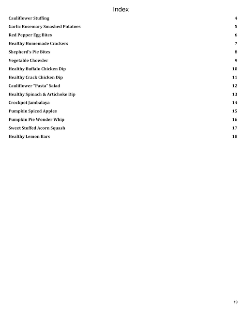 table of contents 2B mindset holiday ebook