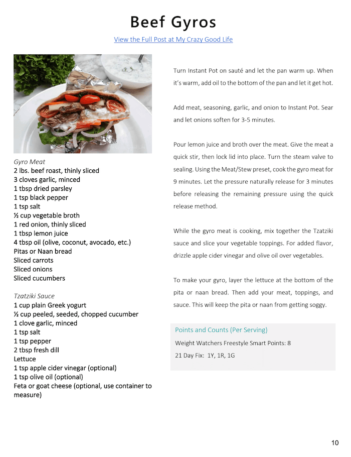 sample recipe from the instant pot ebook!