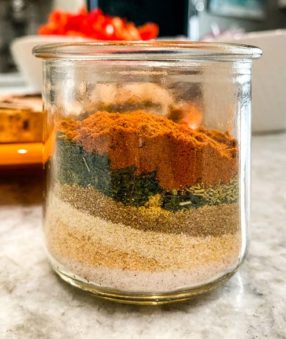 homemade fajita seasoning in a small glass jar