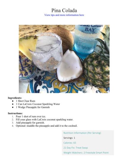 example recipe from low cal cocktails