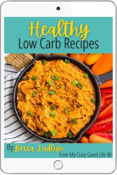 ipad with cover of Healthy Low Card recipes ebook