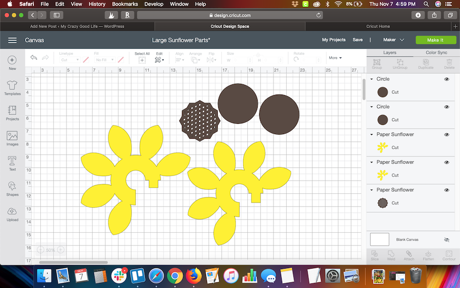 Design Space Screen for sunflower SVG