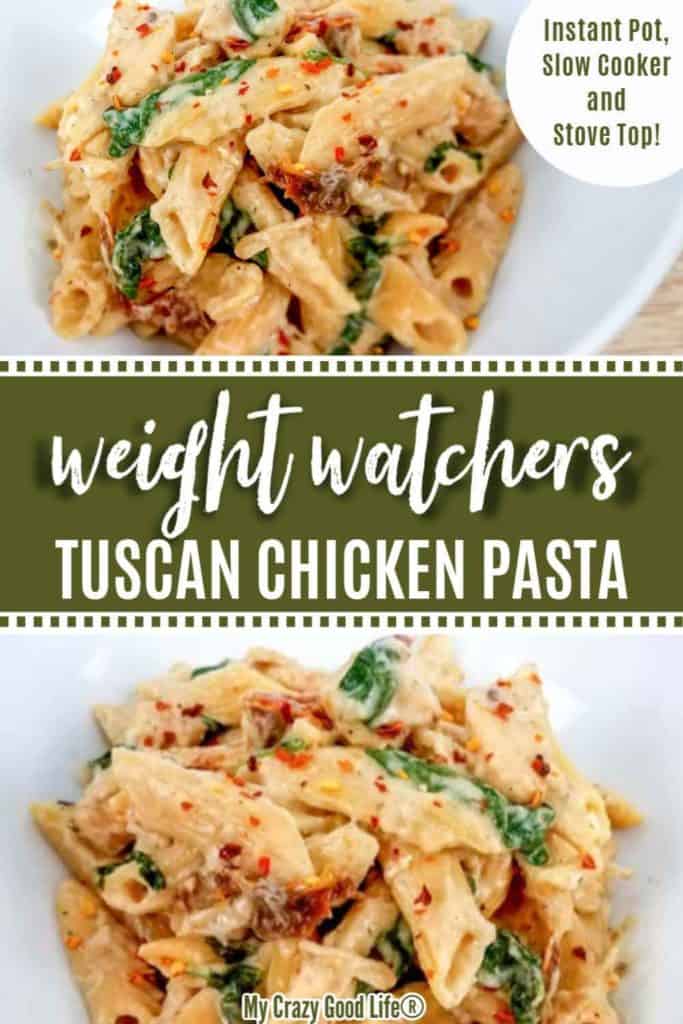 image with text of tuscan chicken pasta