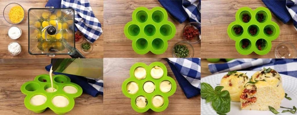 collage showing how to make healthy egg bites