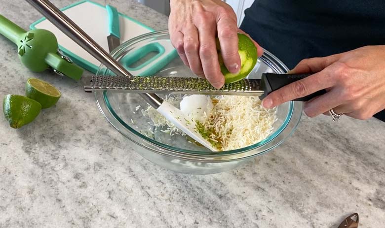 zest your lime over a bowl