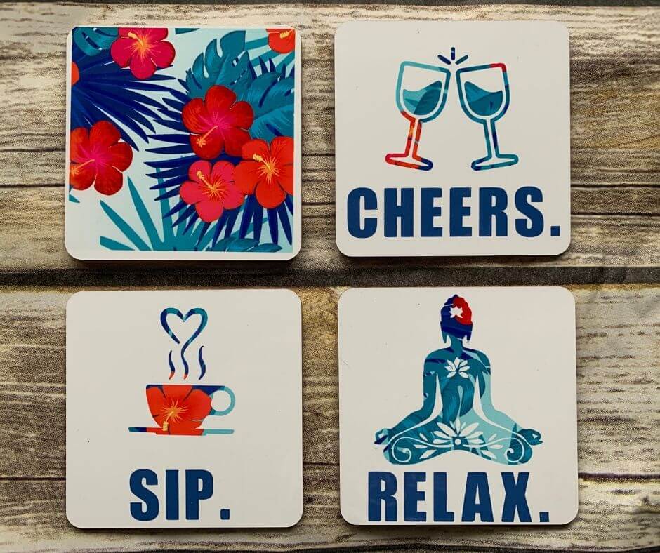featured image showing finished coasters with infusible ink