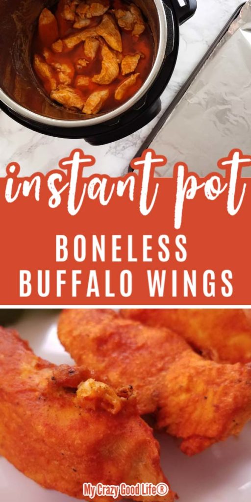 Collage of Instant pot buffalo wings with text for pinterest