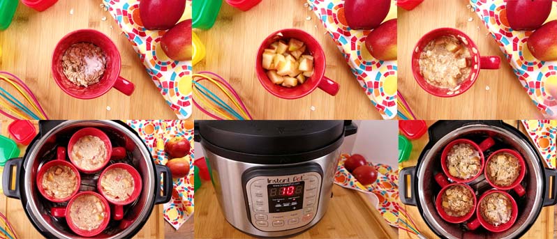collage of how to make baked oatmeal in the Instant Pot