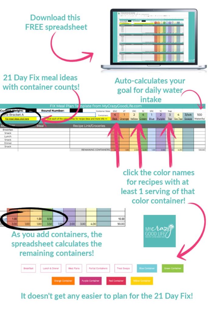 21 day fix food list excel