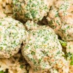 close up of turkey swedish meatballs over rice