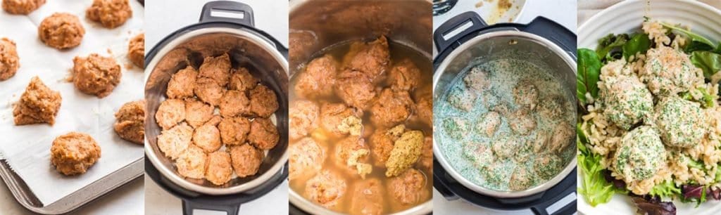 collage showing how to make these meatballs