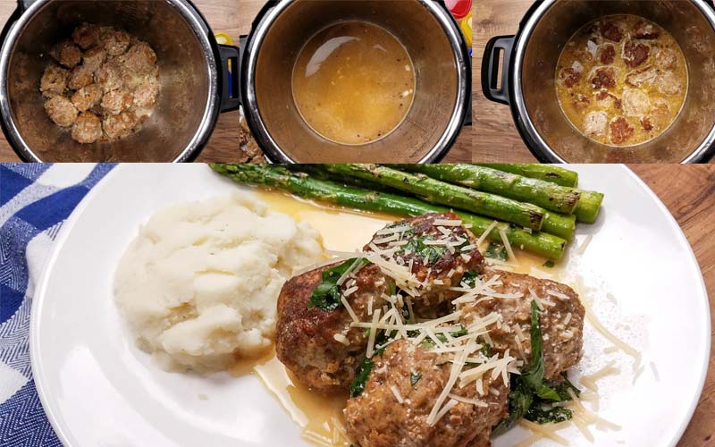 in process collage for instant pot swedish meatballs