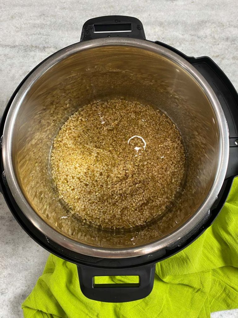 uncooked brown rice in Instant Pot