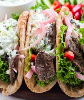 beef gyros with tzatziki sauce