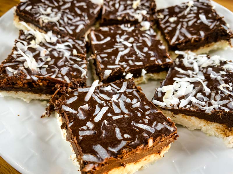 close up of coconut mocha bars