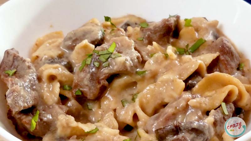 close up of beef stroganoff