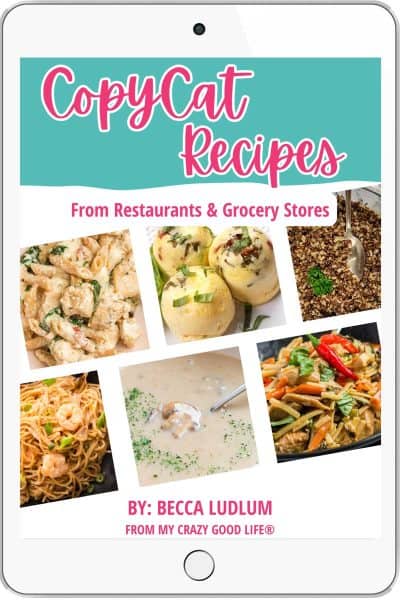 Copycat Recipe eBook cover with six different recipe images.
