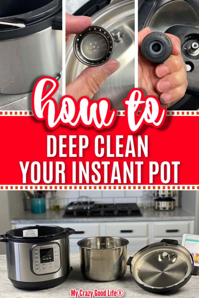collage of cleaning instant pot