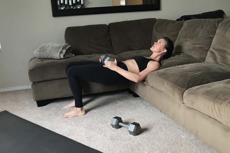 hip thrust exercise on couch