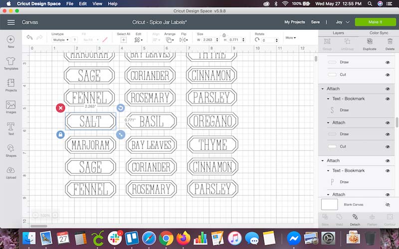 screenshot of Cricut Design Space