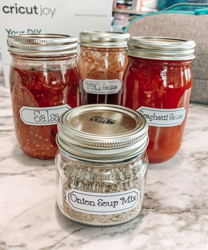 beautiful spice and sauce labels on a marble table