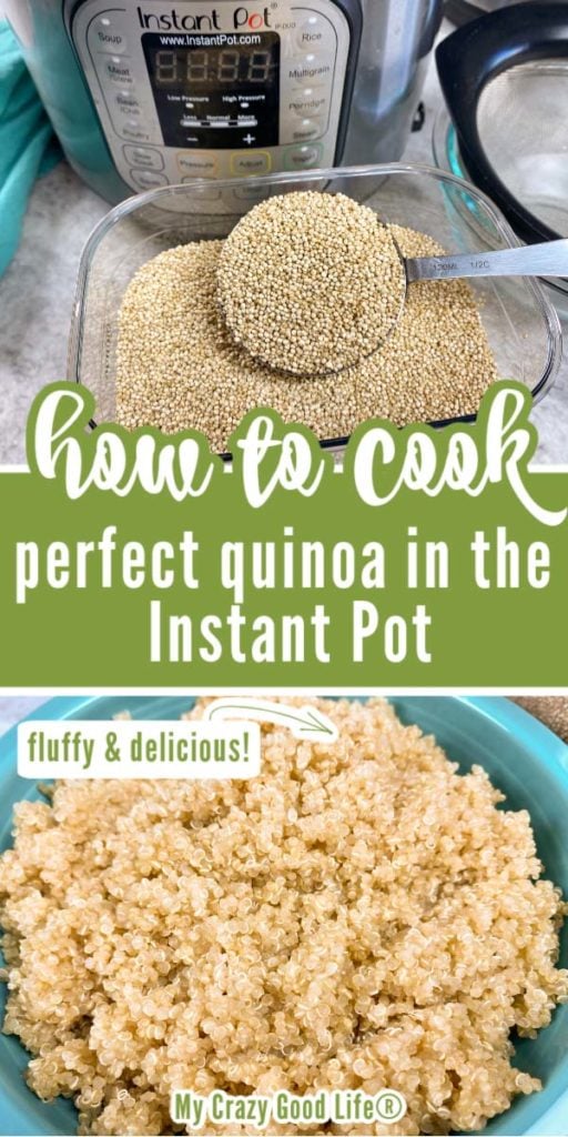 collage image with text for pinterest of instant pot quinoa