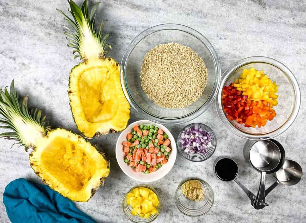 ingredients needed to make Vegan Pineapple Fried Rice in the Instant Pot