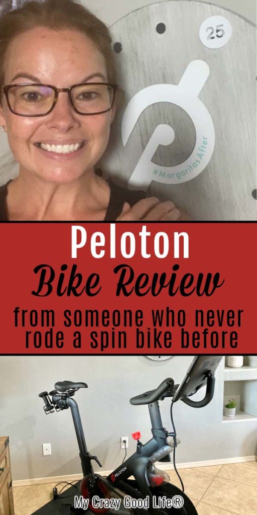 collage image with peloton bike and Becca