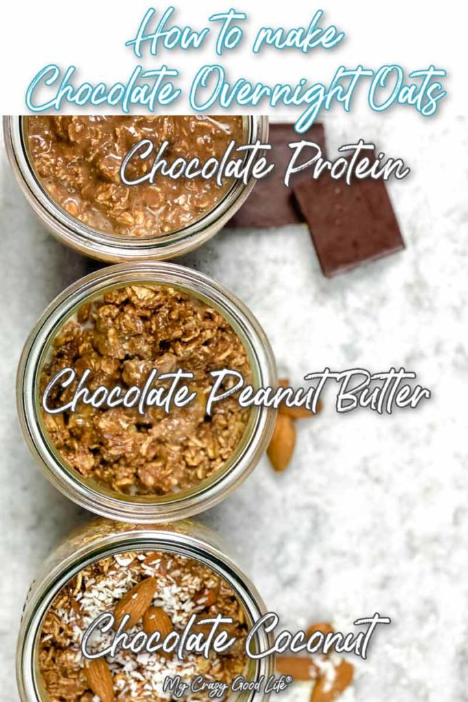 image of three types of overnight oats in glass jars