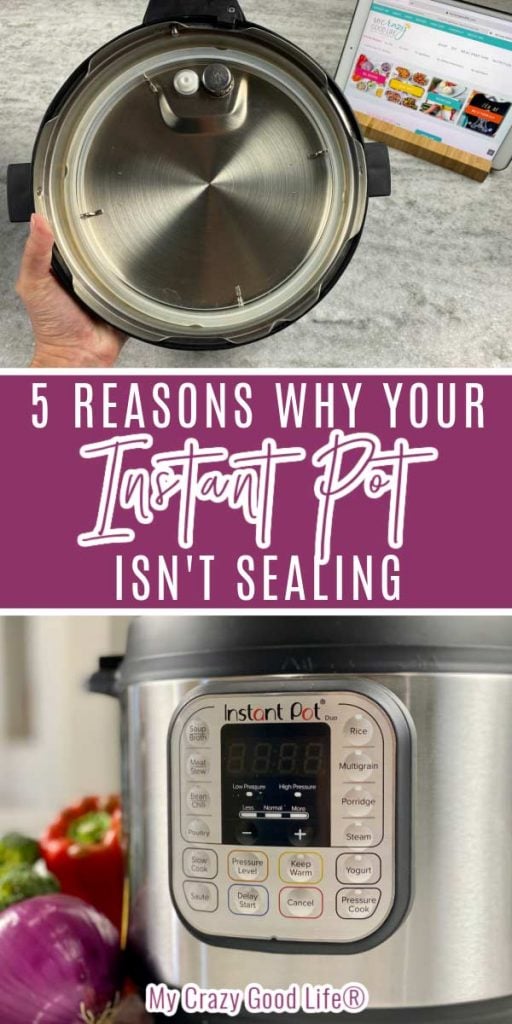 collage image of instant pot and sealing ring in lid