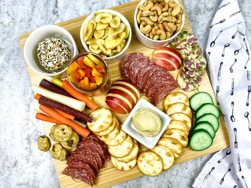 top down view of an easy charcuterie board