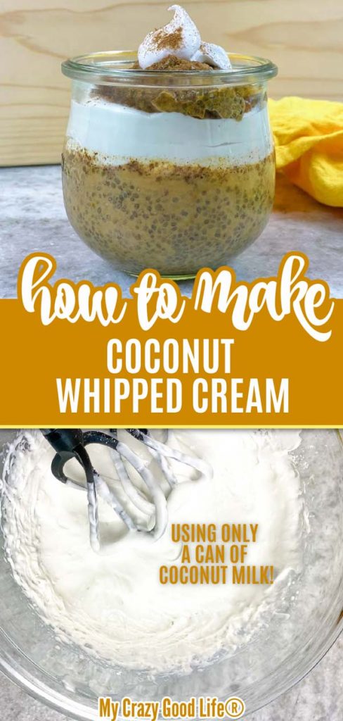 collage with text for making coconut whipped cream