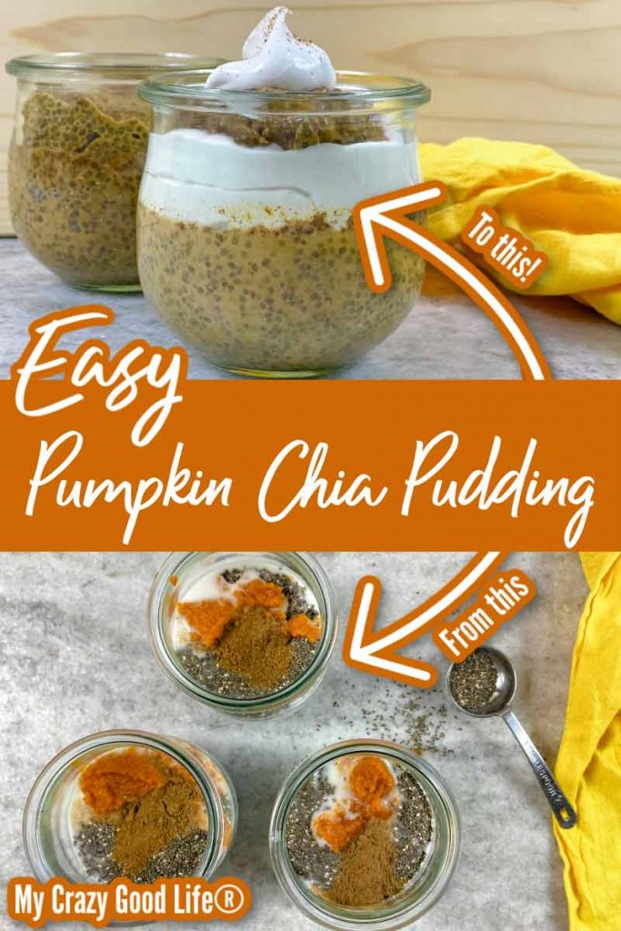collage with text for ppumpkin chia seed pudding