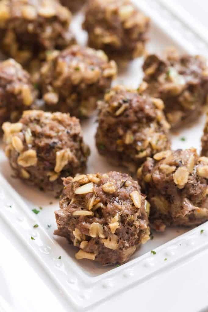 close up of cooked meatballs