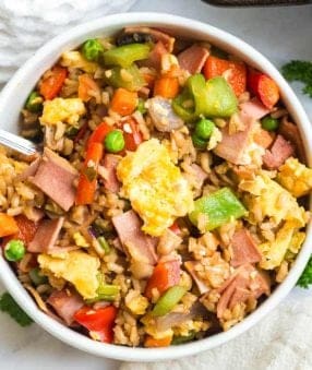 fried rice in a white bowl
