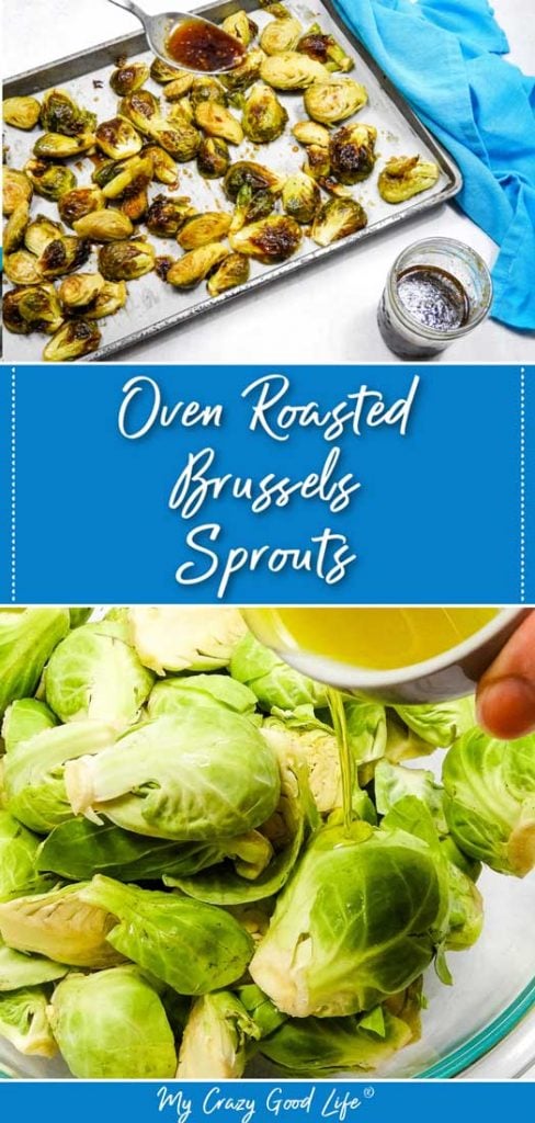 collage of teriyaki brussels sprouts with text