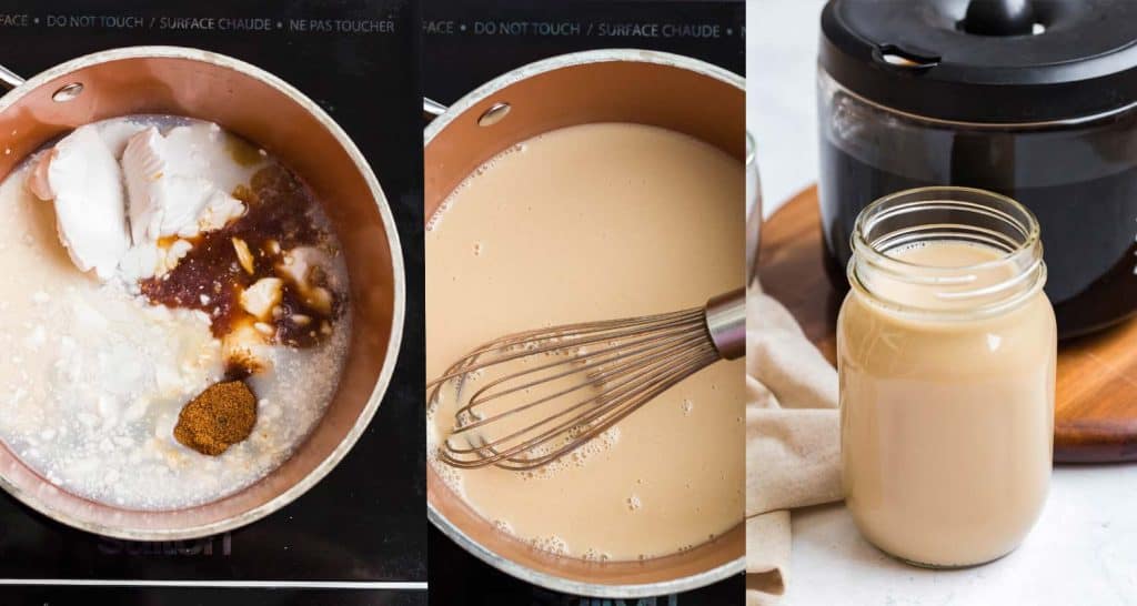 collage showing how to make homemade coffee creamer